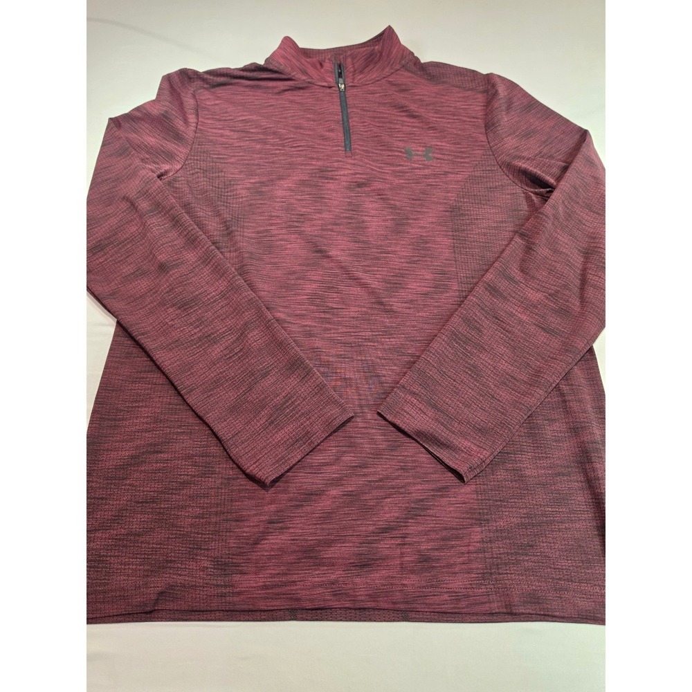 Under Armour Mens HeatGear 1/4 Zip Pullover Maroon Space Dye Performance Shirt L